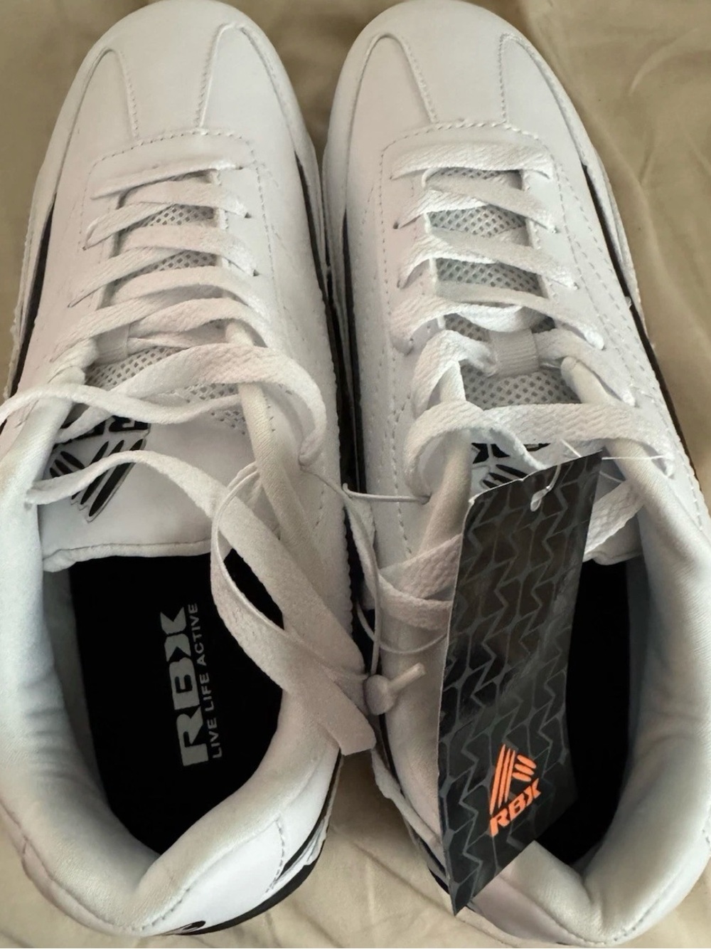 Men’s 9.5 RB Sneakers, White With Black Stripe - Picture 7 of 7